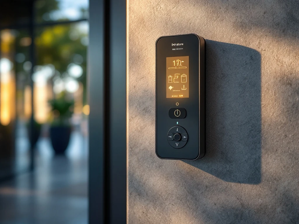 Gedeeltelijk gedemonteerde Intratone toegangscontrole bij moderne gebouwentree met professioneel gereedschap in warm, natuurlijk zonlicht.